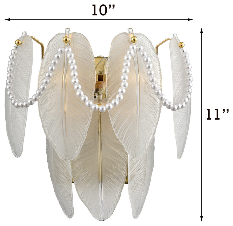 Vintage Wall Light Retro Wall Sconce 2-Light Frosted Glass and White Beads