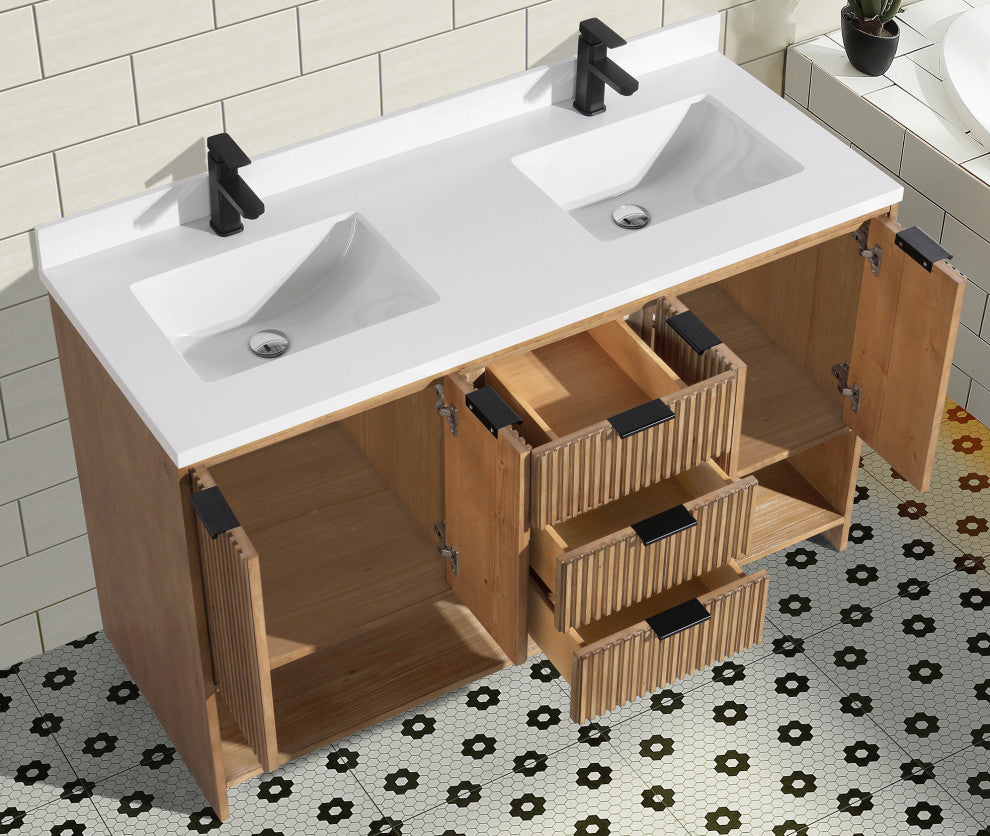 Ari Kitchen and Bath San Diego Bath Vanity, Weathered Fir, 55", Freestanding