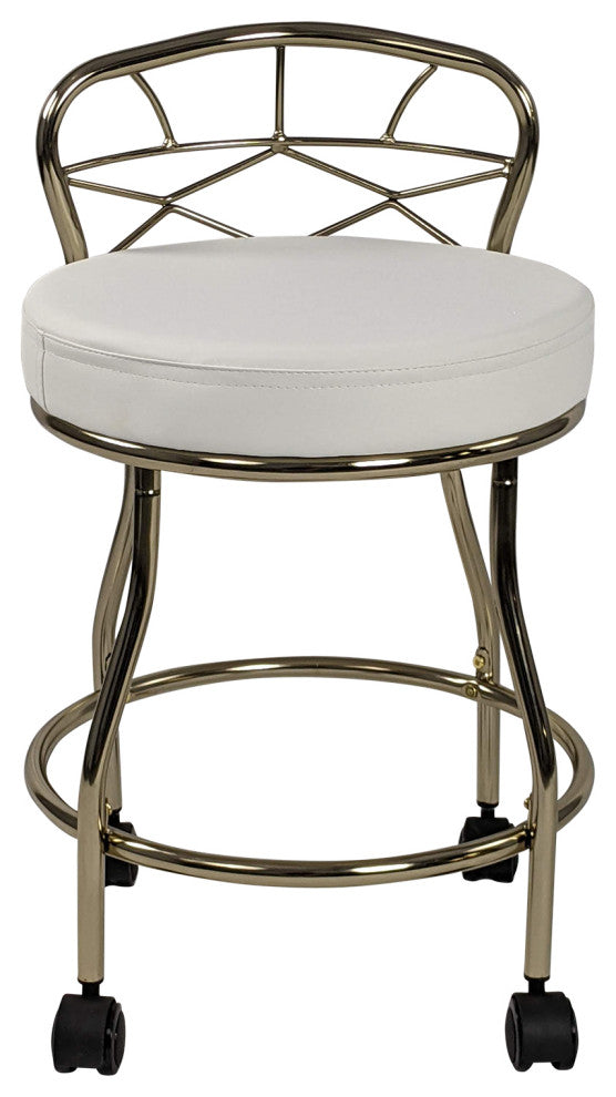 Diana X-Back Vanity Bench with Casters, Gold