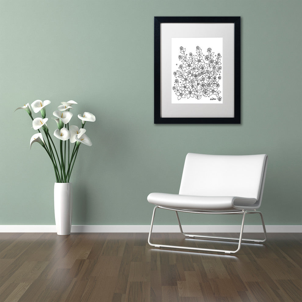 KCDoodleArt 'Simple Flower Doodle 2' Art, Black Frame, White Matte, 11"x14"