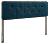 Collins Tufted Twin Fabric and Wood Headboard Gray Azure