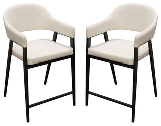 Adele 2 Counter Height Chairs, Cream Fabric