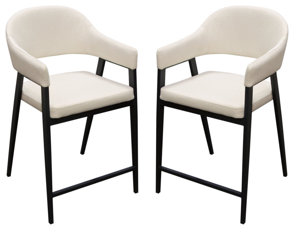 Adele 2 Counter Height Chairs, Cream Fabric