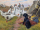 Tile Mural Dog and Duck On Guard By Herbert William Weekes, 6"x8", Matte