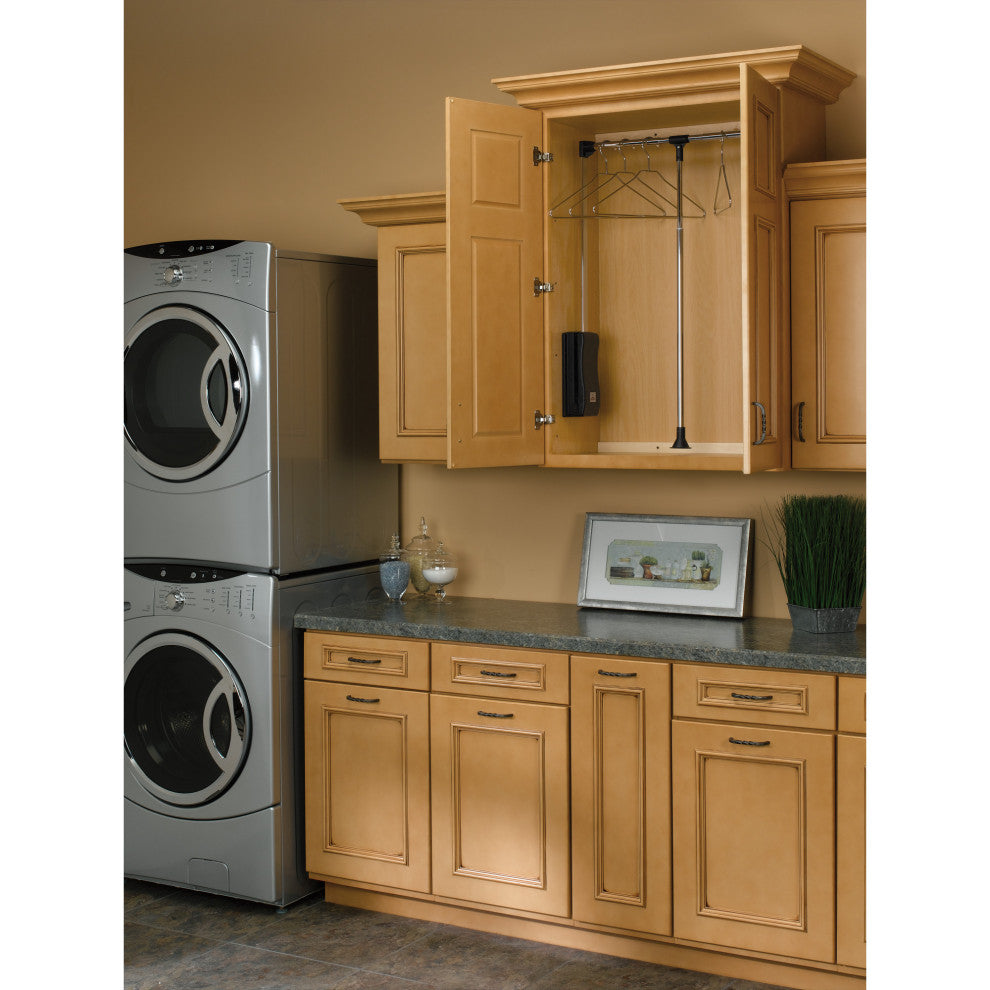 Adjustable Pull Down Closet Rod for Custom Closet Systems, Chrome, 21.5"W