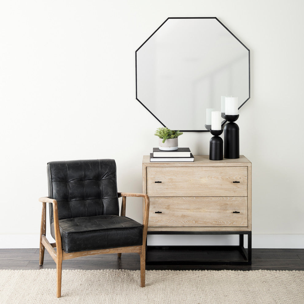 Helix Black Metal Frame Octogonal Mirror, 38" x 38"