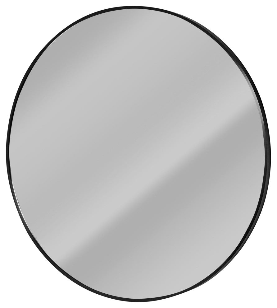 Black Round Thin Metal Framed Decorative Hanging Mirror - 30 x 30