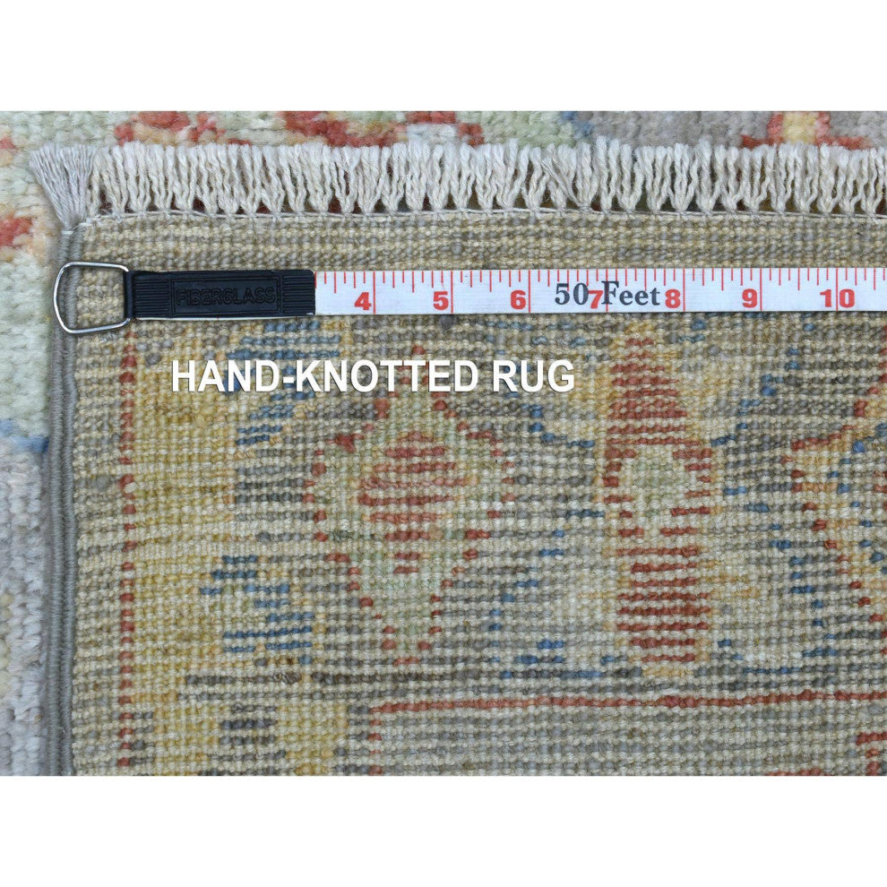 Hand Knotted Gray Afghan Angora Oushak Soft Wool Oriental Rug, 6'0" x 8'8"