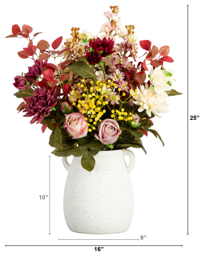 25in. Mixed Flower Arrangement, Ceramic Vase