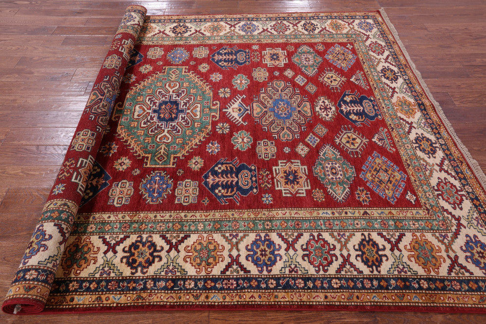 6' 10" X 9' 9" Super Kazak Hand Knotted Wool Rug - Q12936