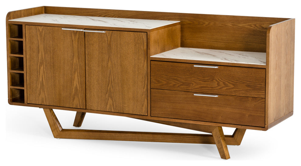 Modrest James Contemporary Walnut and White Buffet