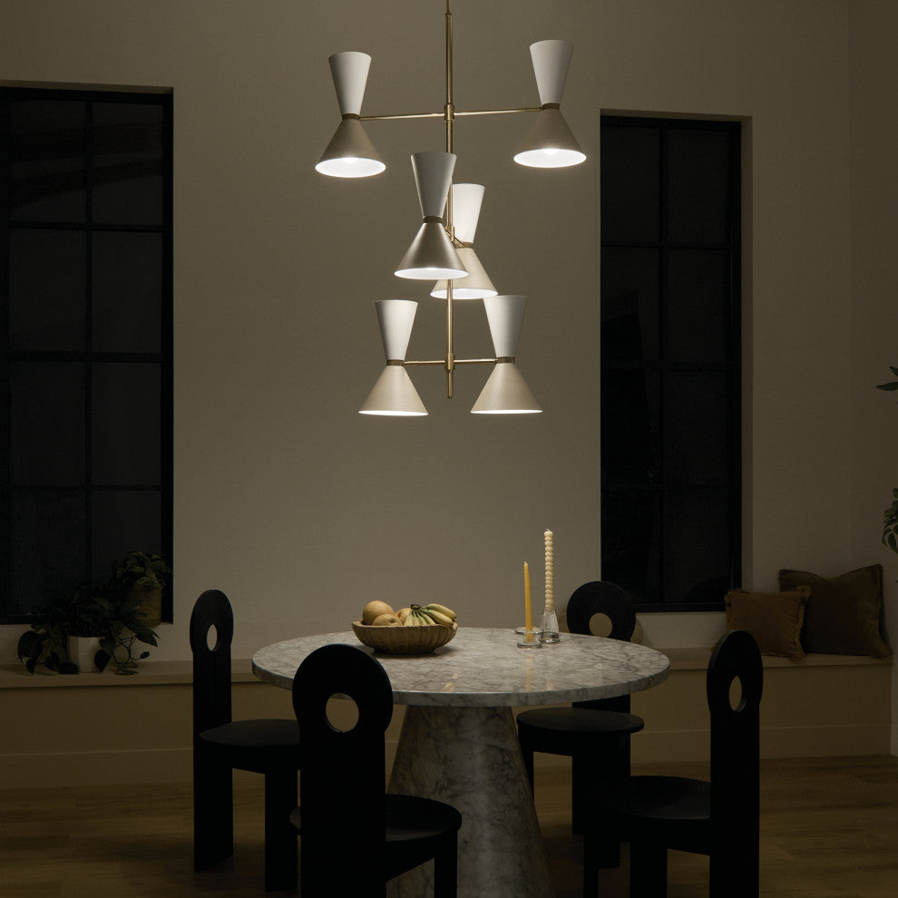 Phix 12 Light Chandelier Foyer, Champagne Bronze and Greige