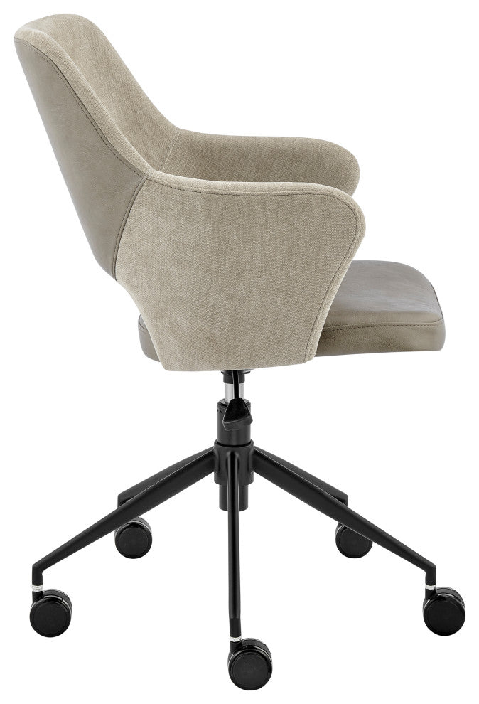 Darcie Office Chair, Light Taupe Fabric, Light Gray Leatherette and Black Base