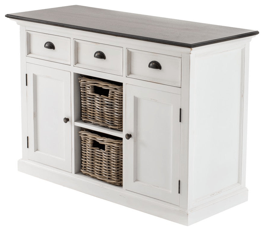 Modern Farmhouse Brown And White Large Accent Cabinet