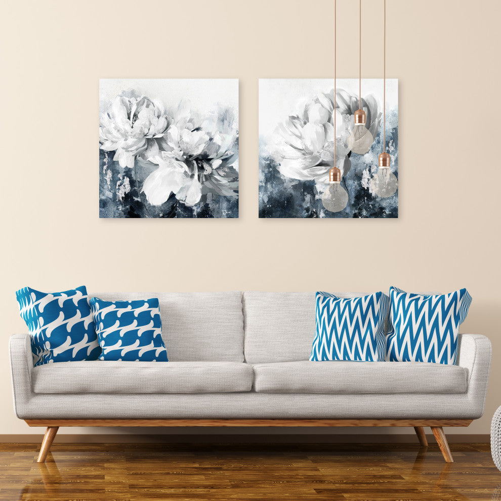 Abstract sliver flower - Oil Painting Print on Wrapped Canvas, Wall art, 30"x30"