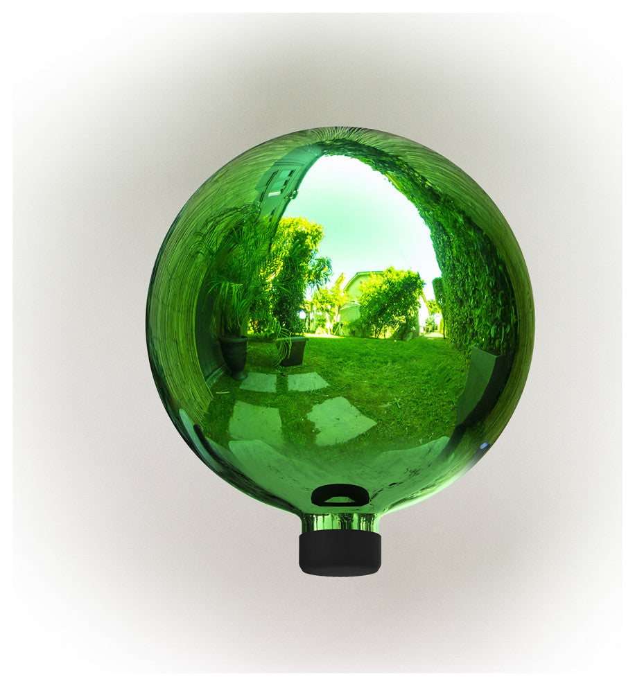 10" Diamater Indoor/Outdoor Glass Gazing Globe Festive Yard DÃ©cor, Green