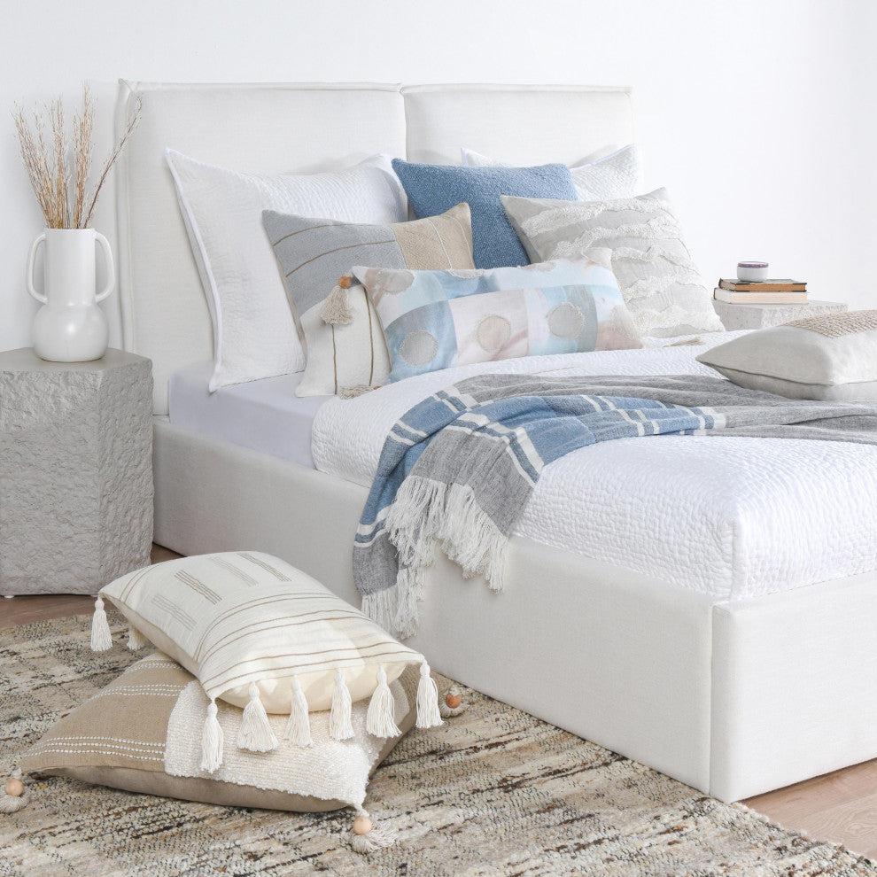 Lima 100% Belgian Linen 50"x70" Throw Blanket Blanket, Blue