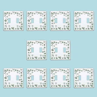 10 Vintage Switch Plate White Porcelain Ivy Double Toggle |