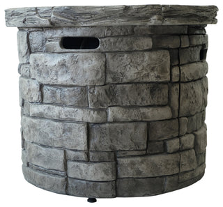 GDF Studio 5-Piece David Outdoor Adirondack Chair Set With Fire Pit, Gray