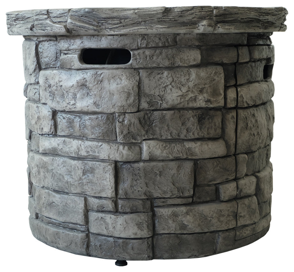 GDF Studio 5-Piece David Outdoor Adirondack Chair Set With Fire Pit, Gray
