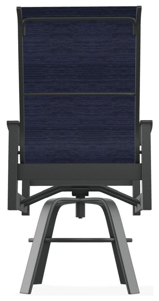 Leeward Sling Balcony Height Outdoor Swivel Armchair, Collect Indigo/Graphite