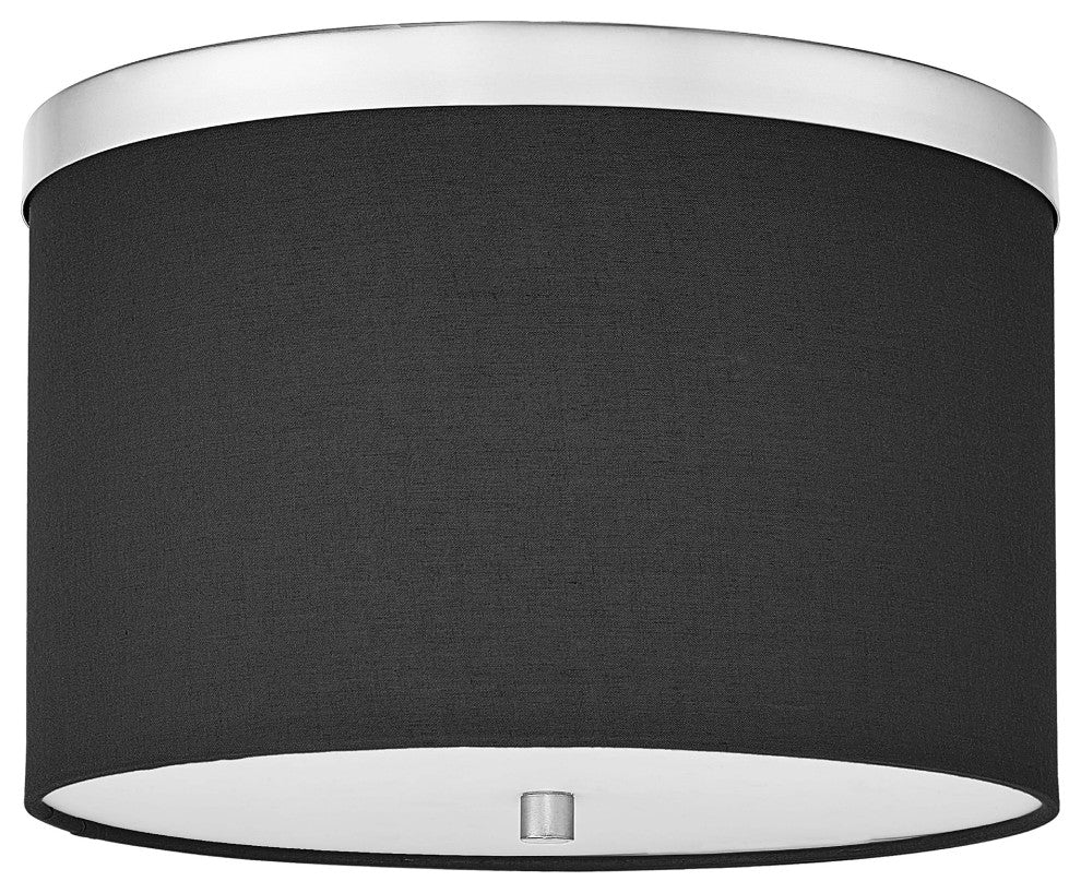 Frederica 2-Light Flush Mount, Polished Chrome, Black Shade