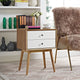 Nightstand Side End Table, Wood, Brown Natural White, Modern Living Room