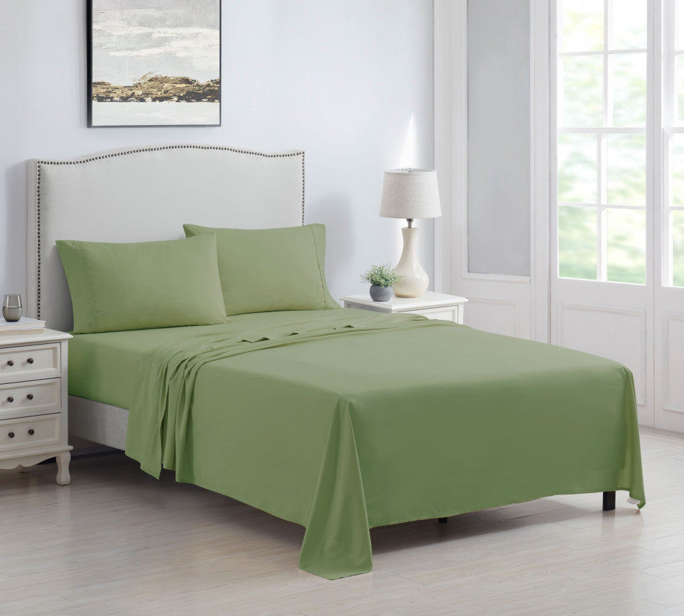 Kathy Ireland 4 Piece Brushed Microfiber Sheet Set, Sage, King