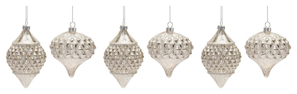 Harlequin Mercury Glass Ornament, 6-Piece Set