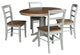 Set of 5 pcs - 36" Round Extension Dining table with 4 RTA chairs