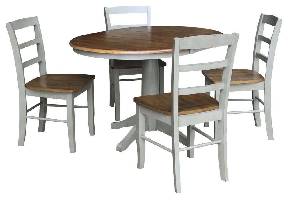 Set of 5 pcs - 36" Round Extension Dining table with 4 RTA chairs