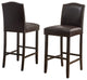 2 Pack Bar Stool, Espresso Finished Legs With Brown Faux Leather Seat & Nailhead