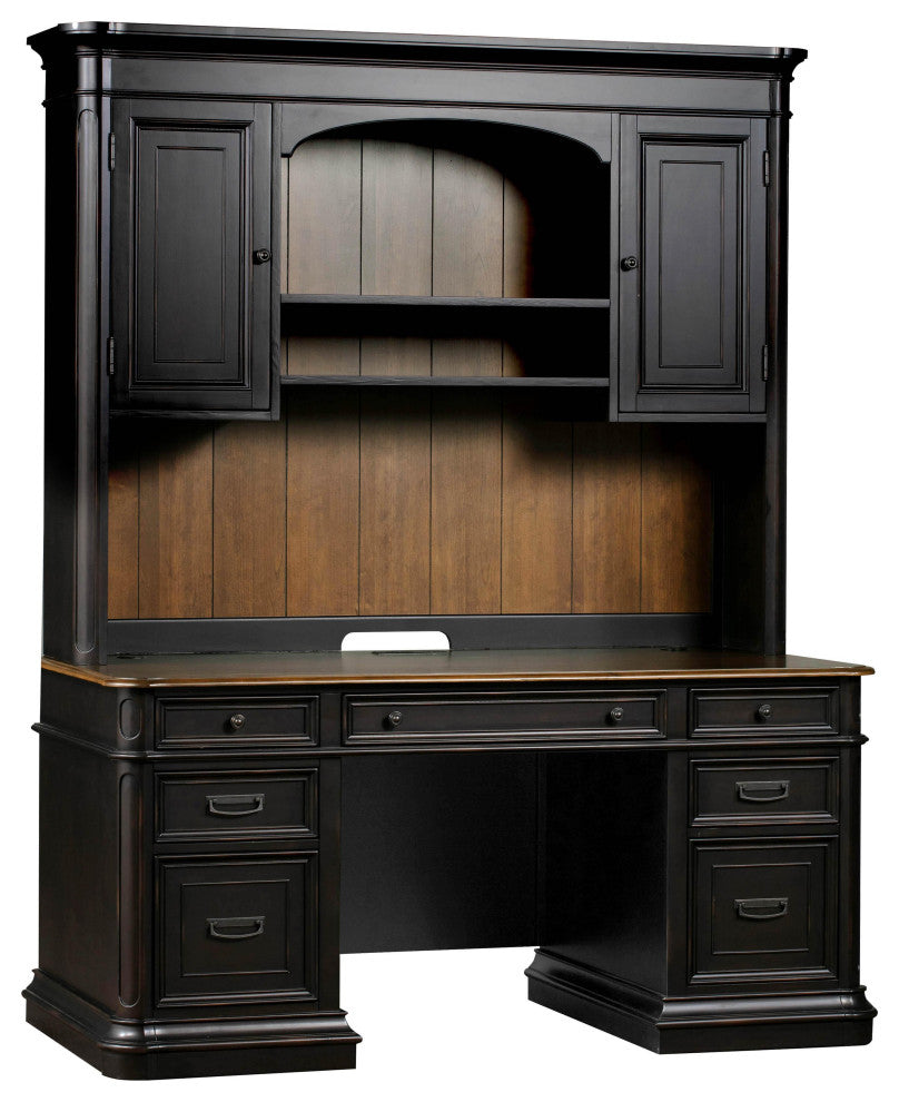 Roanoke Black Credenza & Hutch SET