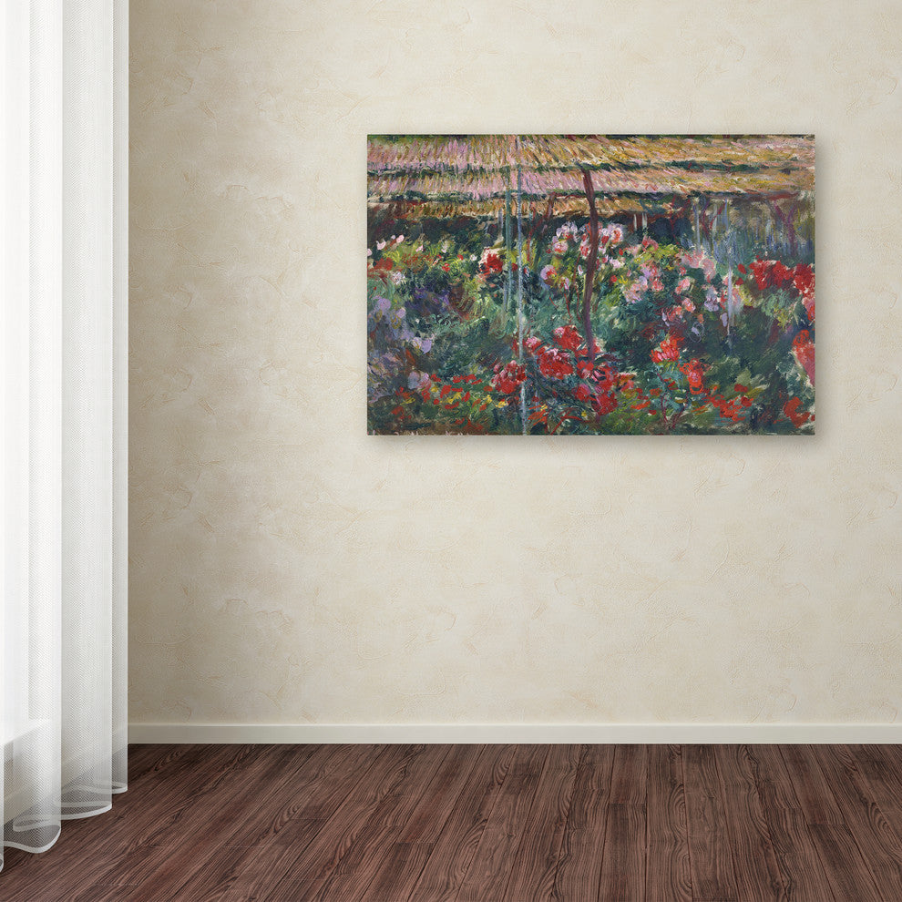 Monet 'Peony Garden' Canvas Art, 19 x 12