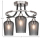 Paramount 3-Light Semi-Flush, Matte Black & Brushed Nickel, 5" Smoke Textured