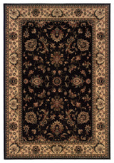 Aiden Traditional Vintage Inspired Black/Ivory Rug, 5'3" x 7'9"