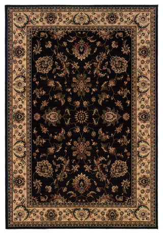 Aiden Traditional Vintage Inspired Black/Ivory Rug, 5'3" x 7'9"