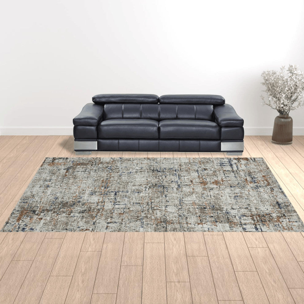 10' X 14' Gray Abstract Distressed Area Rug
