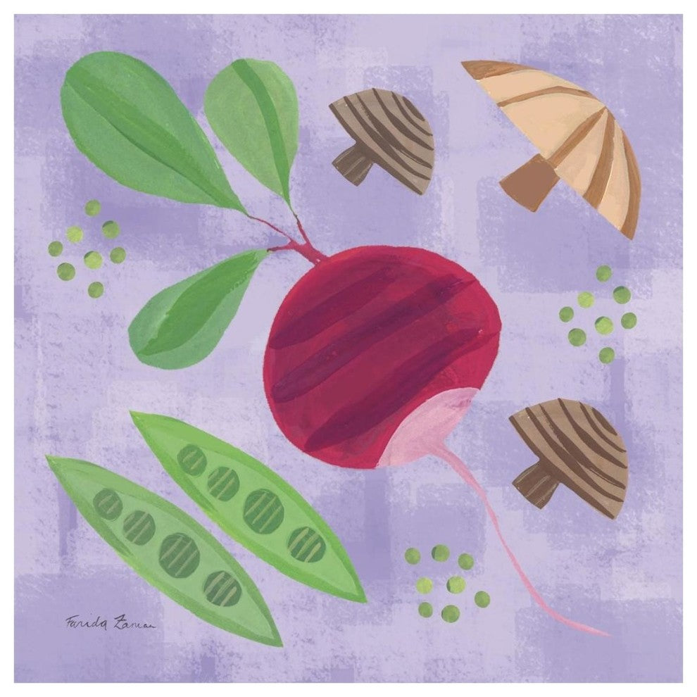 "Veggie Time III" Digital Paper Print by Farida Zaman, 26"x26"