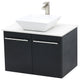 36" Wall Mount Vanity, White Stone Countertop, Black