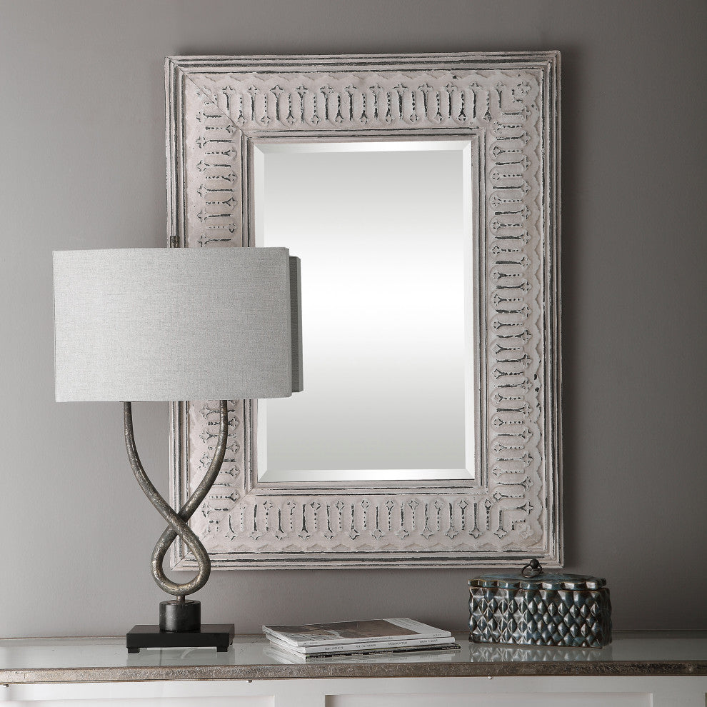 New Uttermost Argenton Aged Gray Rectangle Mirror