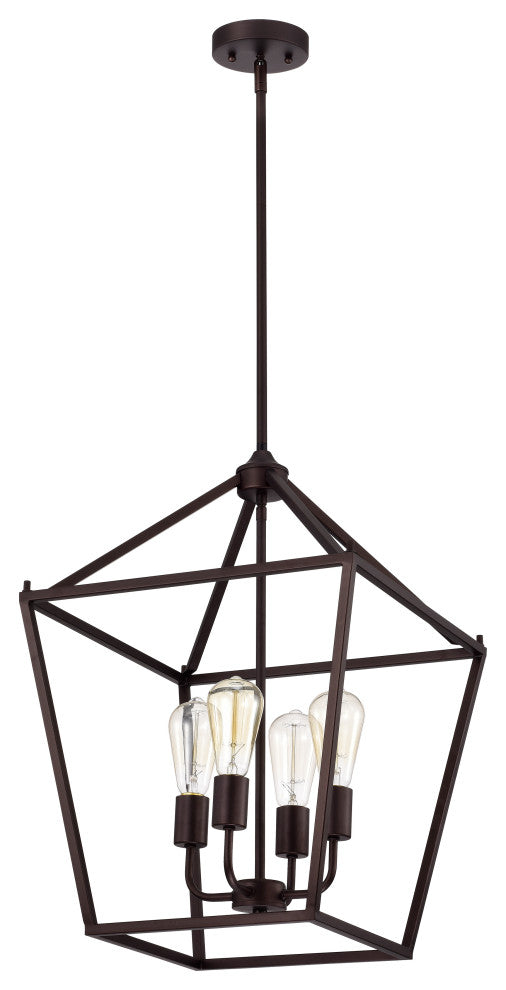 CHLOE Lighting IRONCLAD Industrial 4-Light Oil Rubbed Bronze Inverted Pendant
