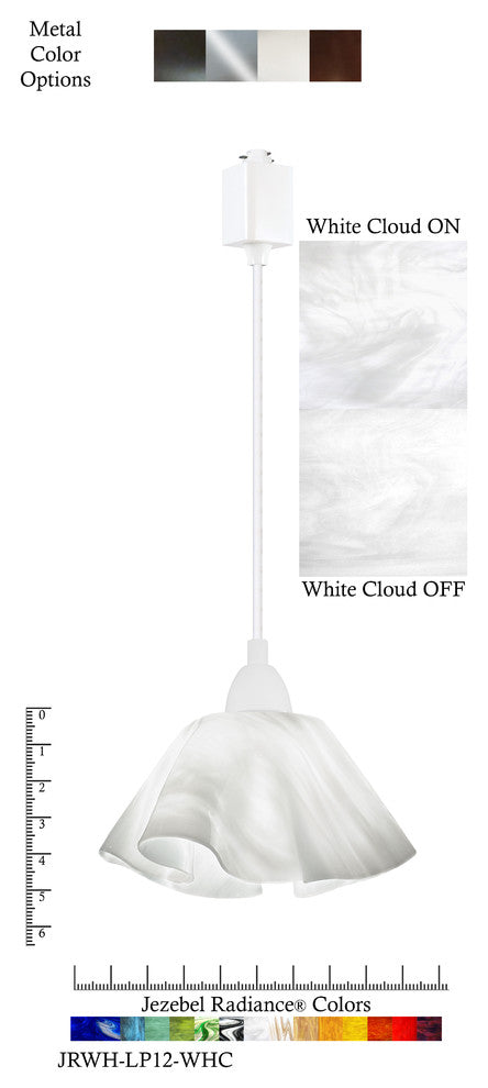 Jezebel Radiance Lily Track Light Small, White Cloud, White Metal