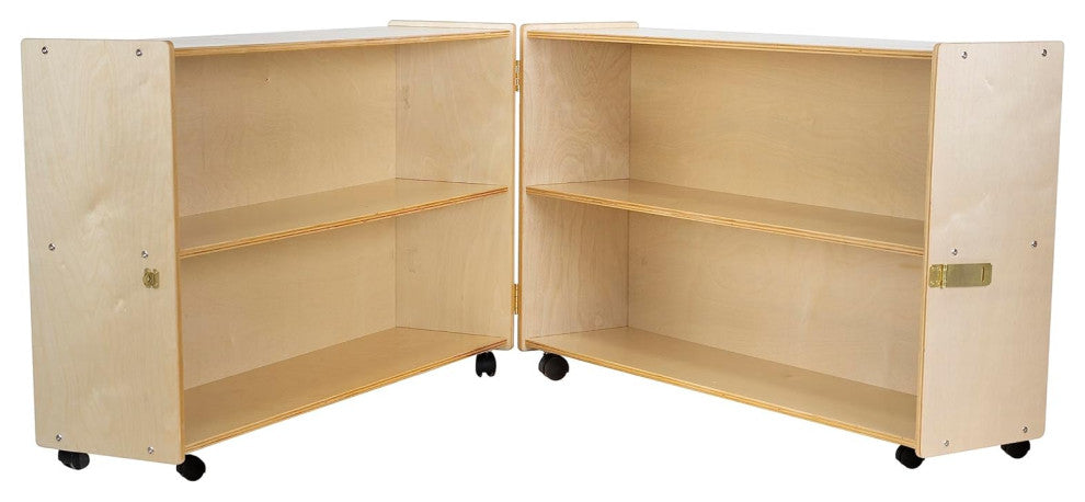 RRI Goods Wooden Folding Bookcase With Casters