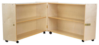 RRI Goods Wooden Folding Bookcase With Casters