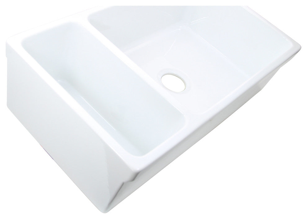 90/10 Reversible Double Bowl Italian Fireclay Farmhouse Sink