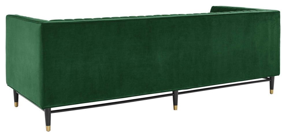Tufted Sofa, Velvet, Green, Modern, Living Lounge Room Hotel Lobby Hospitality