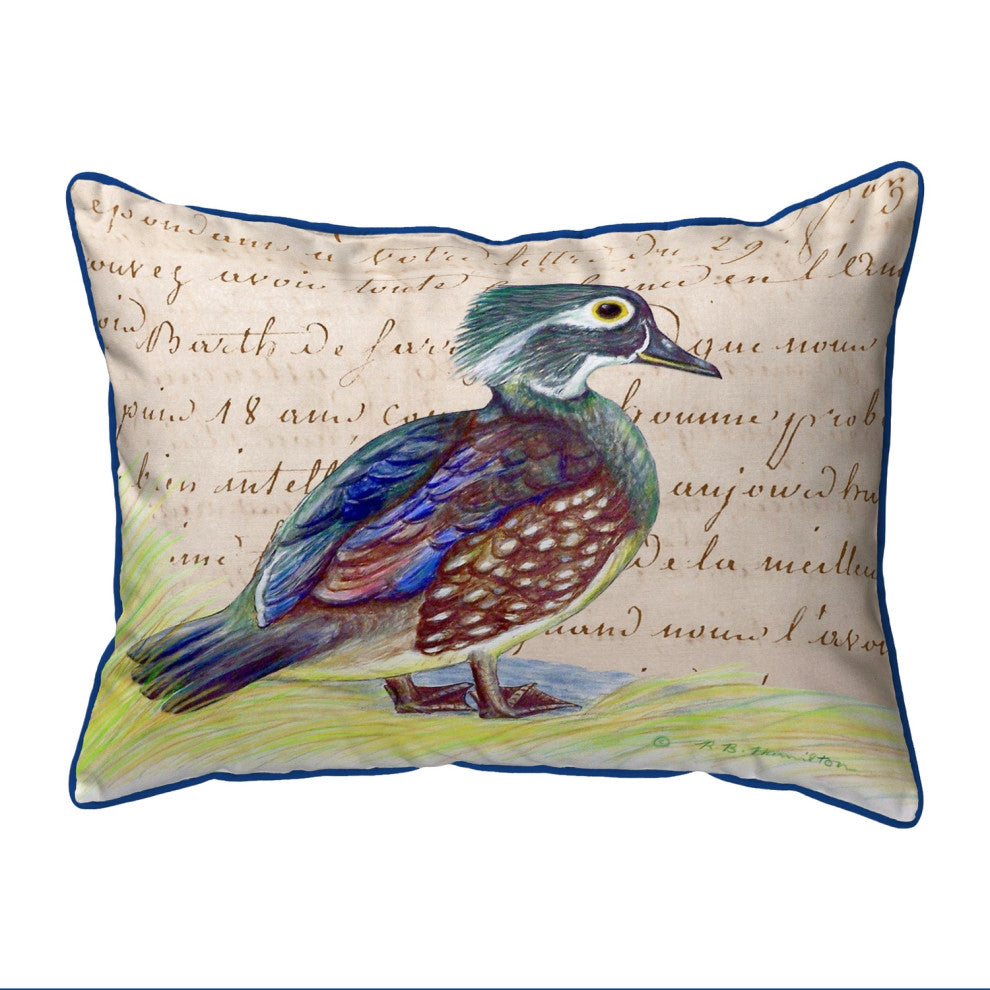 Female Wood Duck Script Large Indoor/Outdoor Pillow 16x20