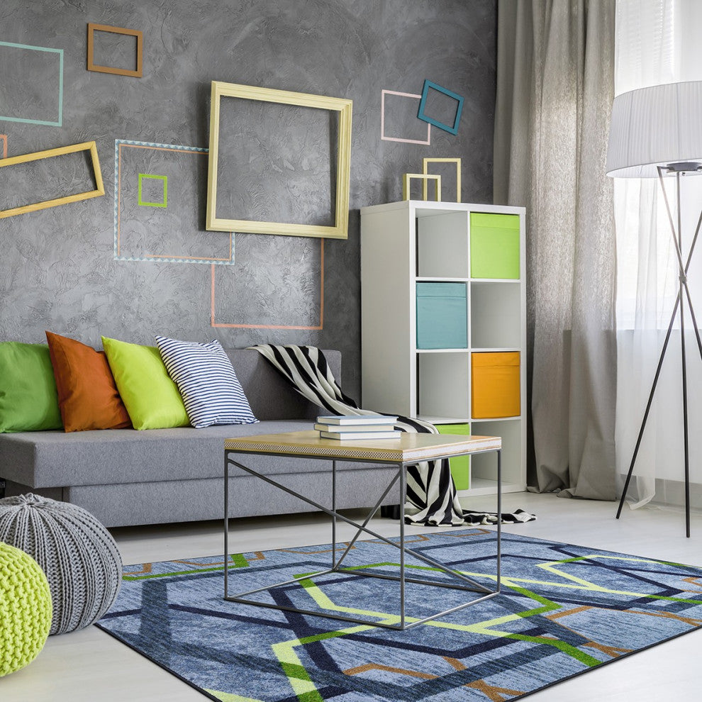 Double Helix 5'4" X 7'8" Area Rug, Color Sapphire