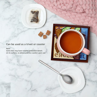 4x4" Azteca Chocolate Dark Coffee Ceramic Art Tile Drink Holder Coaster